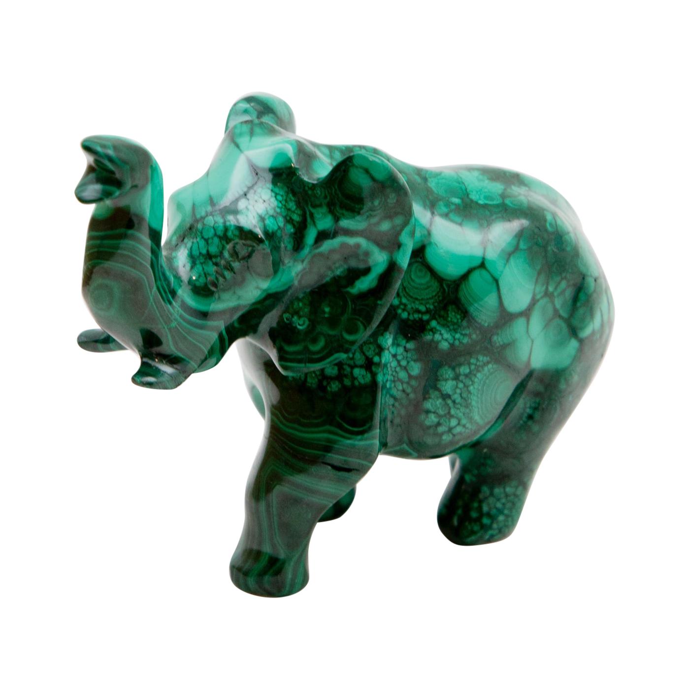 Malachite Elephant Carving