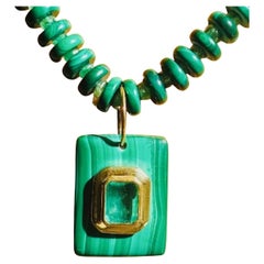 Malachite & Emerald Necklace with 14k Gold