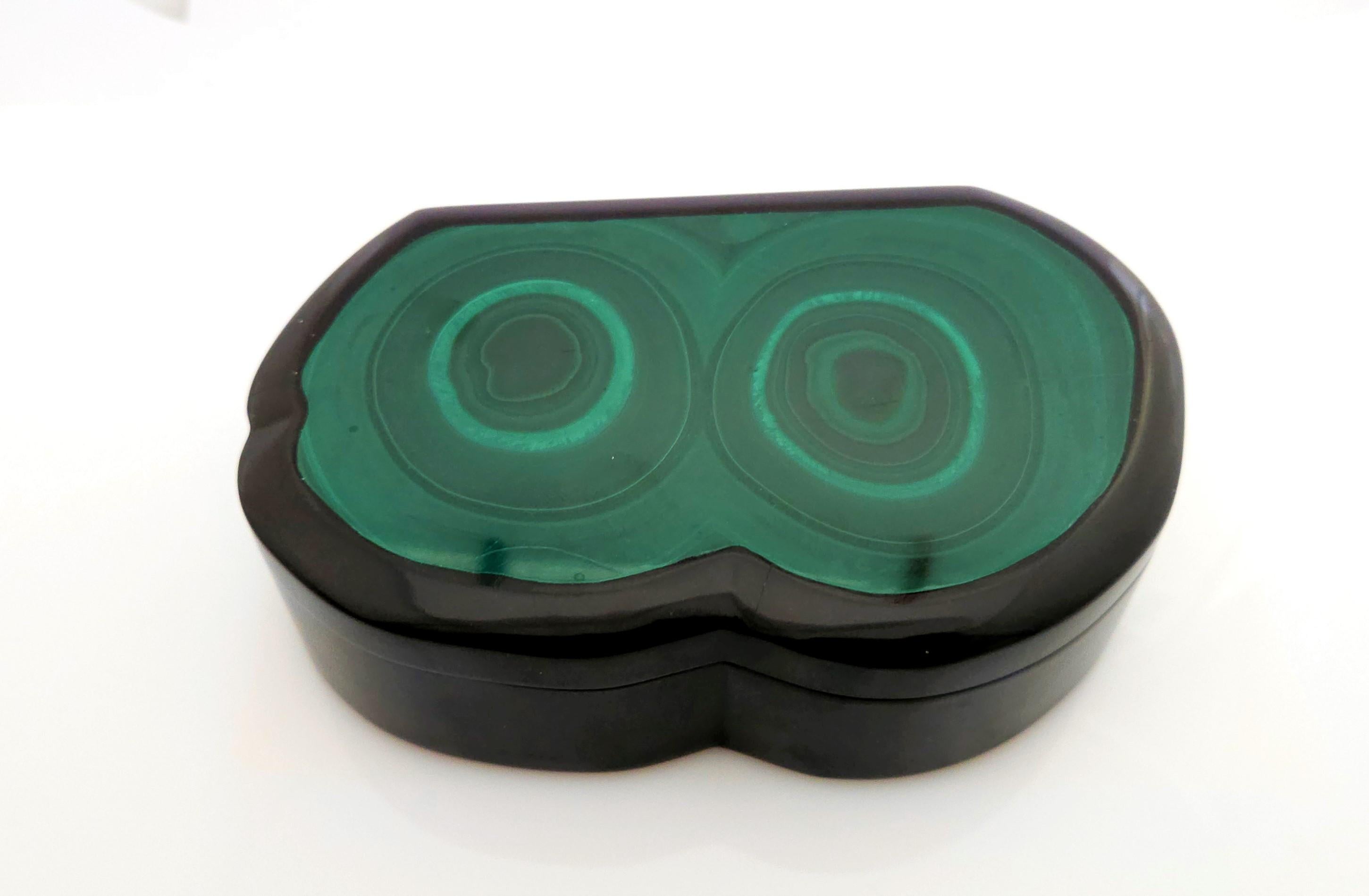 Oeil de malachite Boîte à bijoux décorative en pierres précieuses en vente 7