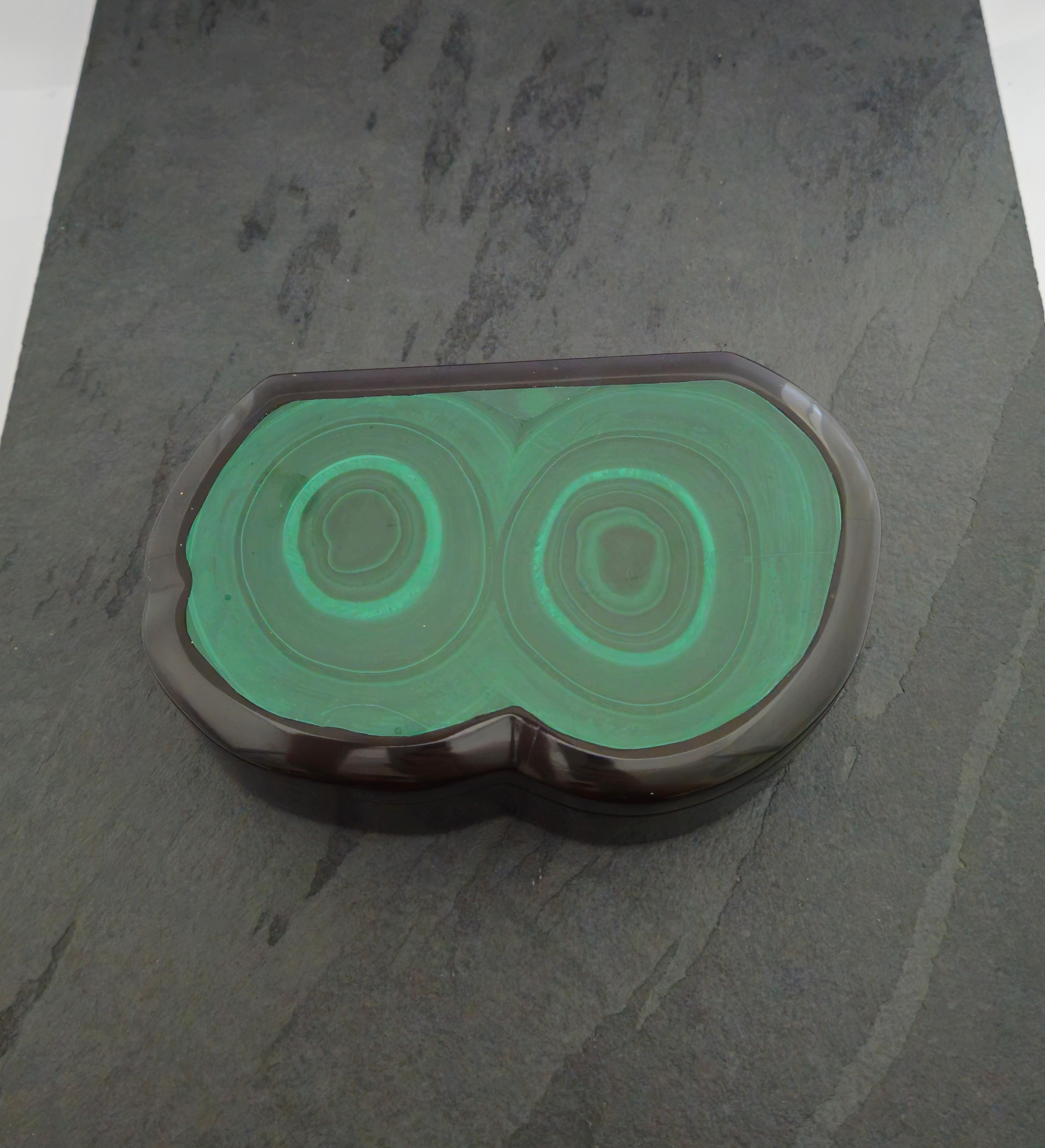 Oeil de malachite Boîte à bijoux décorative en pierres précieuses Neuf - En vente à Kirschweiler, DE