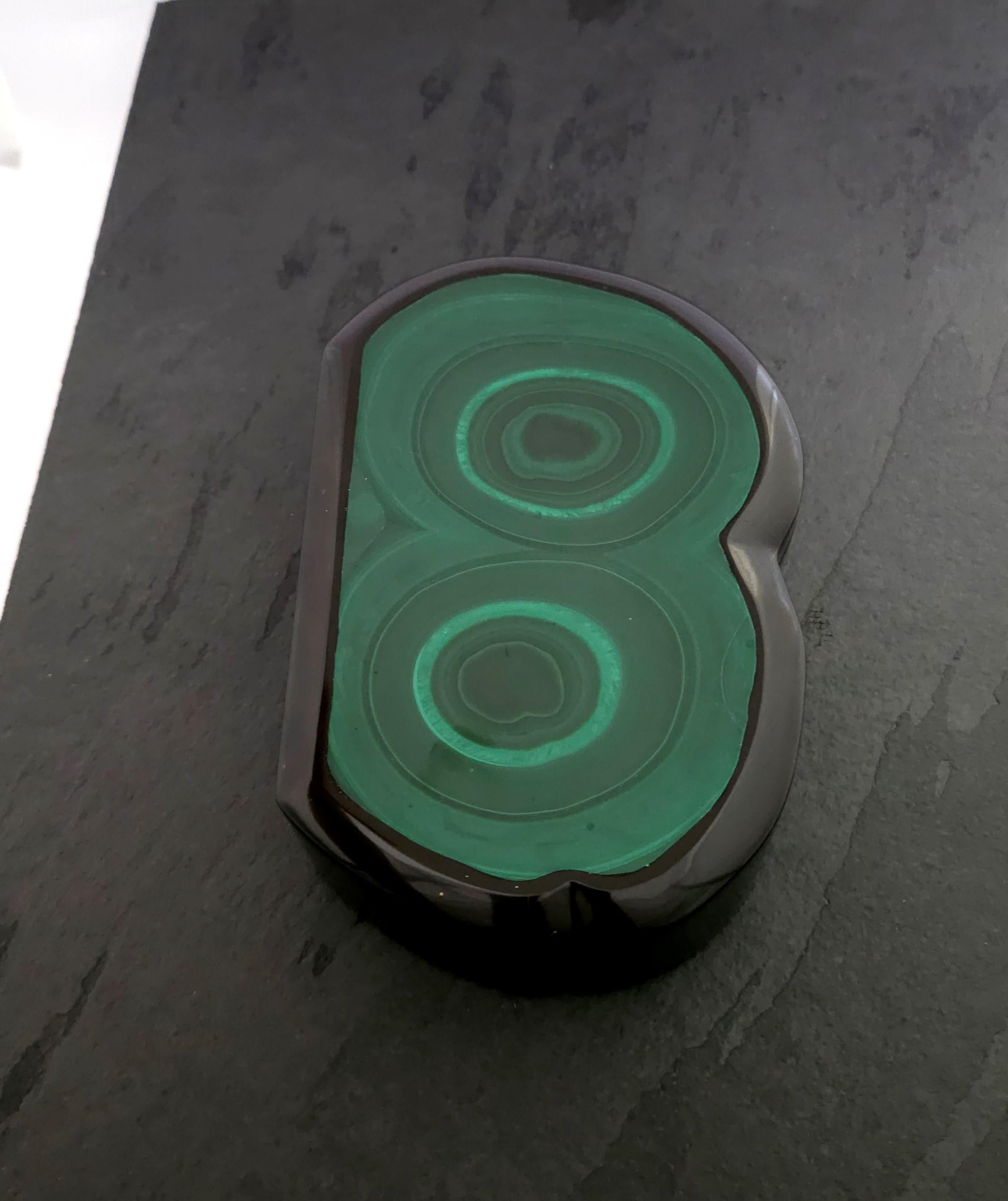 Oeil de malachite Boîte à bijoux décorative en pierres précieuses en vente 3
