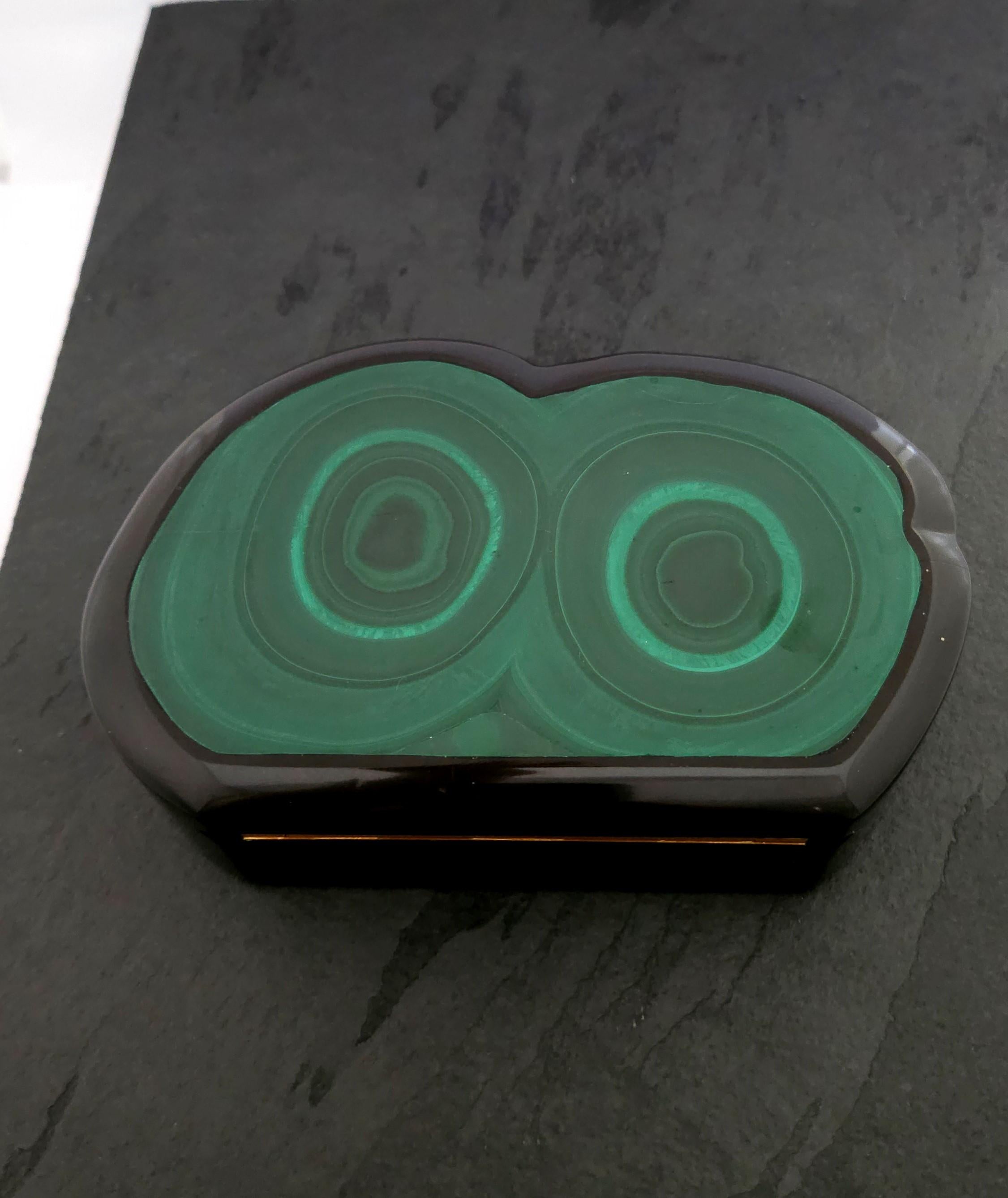 Oeil de malachite Boîte à bijoux décorative en pierres précieuses en vente 4