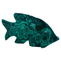 Malachite Fish Desk Ornament with Natural Malachite Weighs 69 Grams