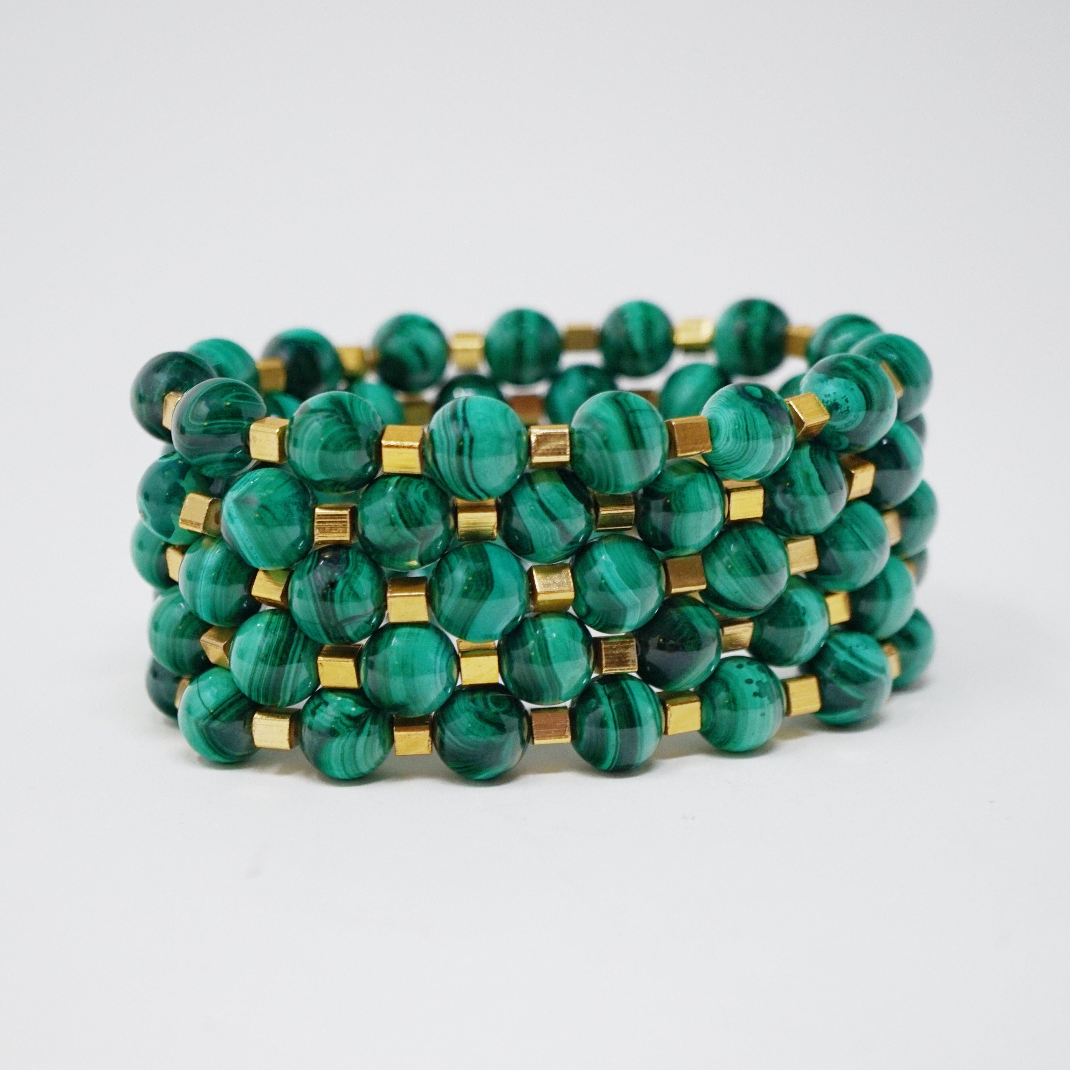 Women's Malachite Gemstone Bracelet Stack 'Set of Five Bracelets'