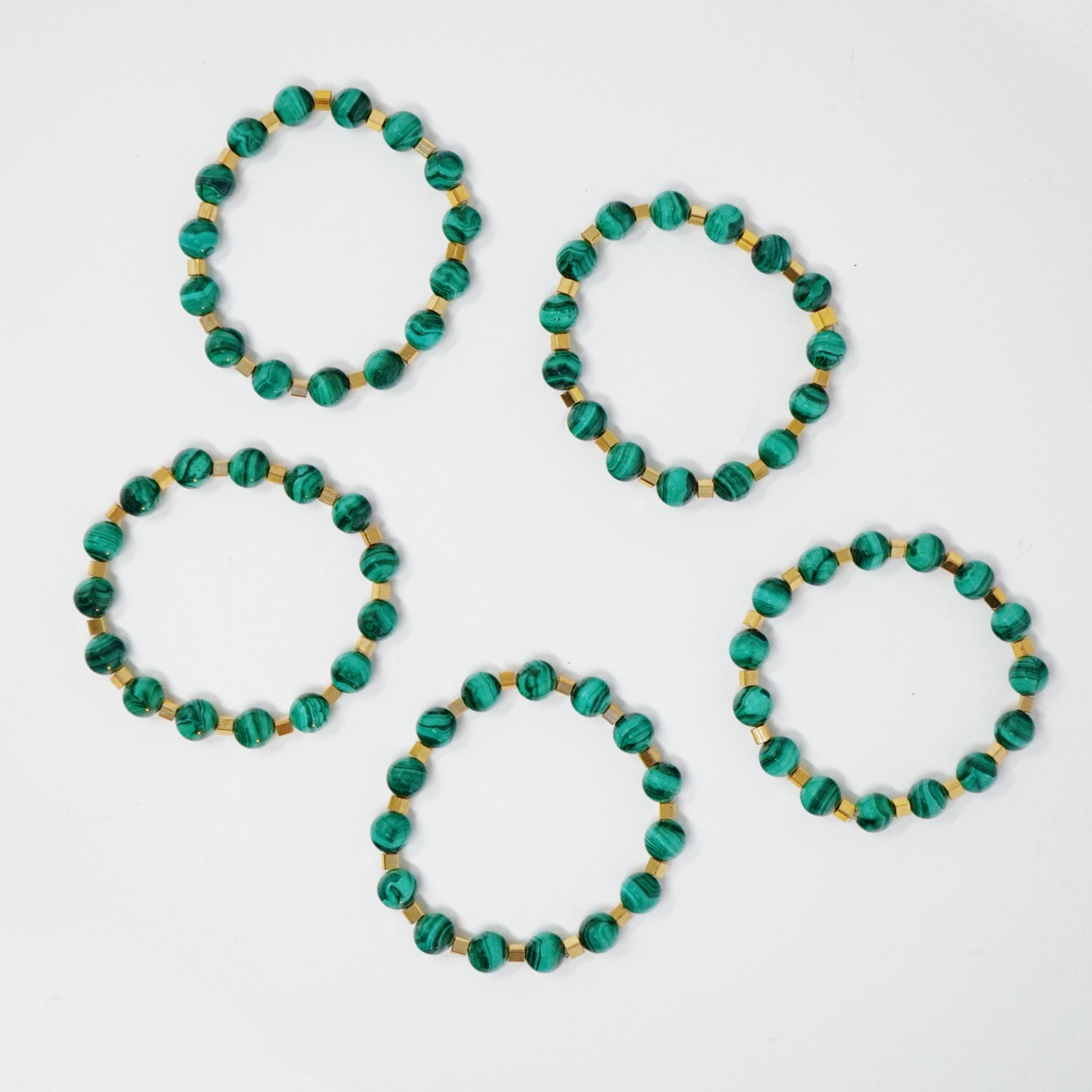 Malachite Gemstone Bracelet Stack 'Set of Five Bracelets' 2