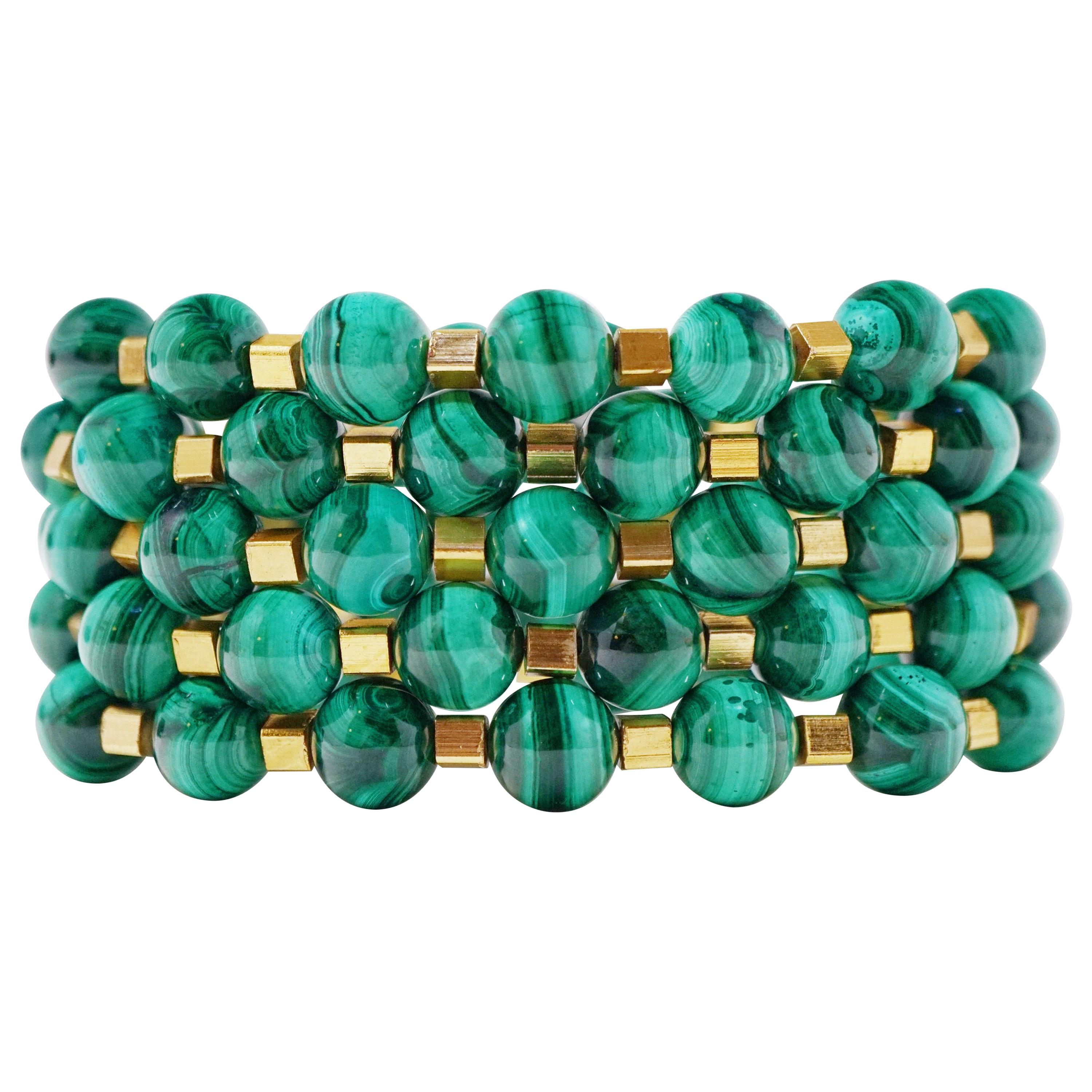 Malachite Gemstone Bracelet Stack 'Set of Five Bracelets'