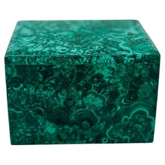 Malachite Gemstone Lidded Box, Probably Italian