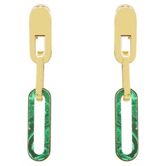 Orecchini in oro con malachite A Link in oro 14k Made in Italy