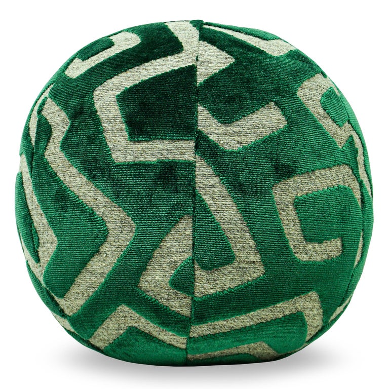 Contemporary Malachite Green Ball Pillow For Sale