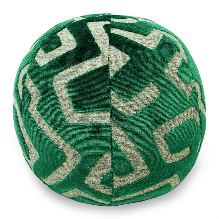 Wool Malachite Green Ball Pillow For Sale