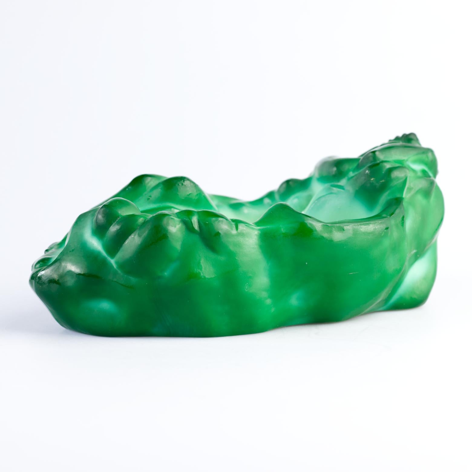 Malachite Green Glass Art Deco Ashtray / bowl by Frantisek Halama, 1930s 1