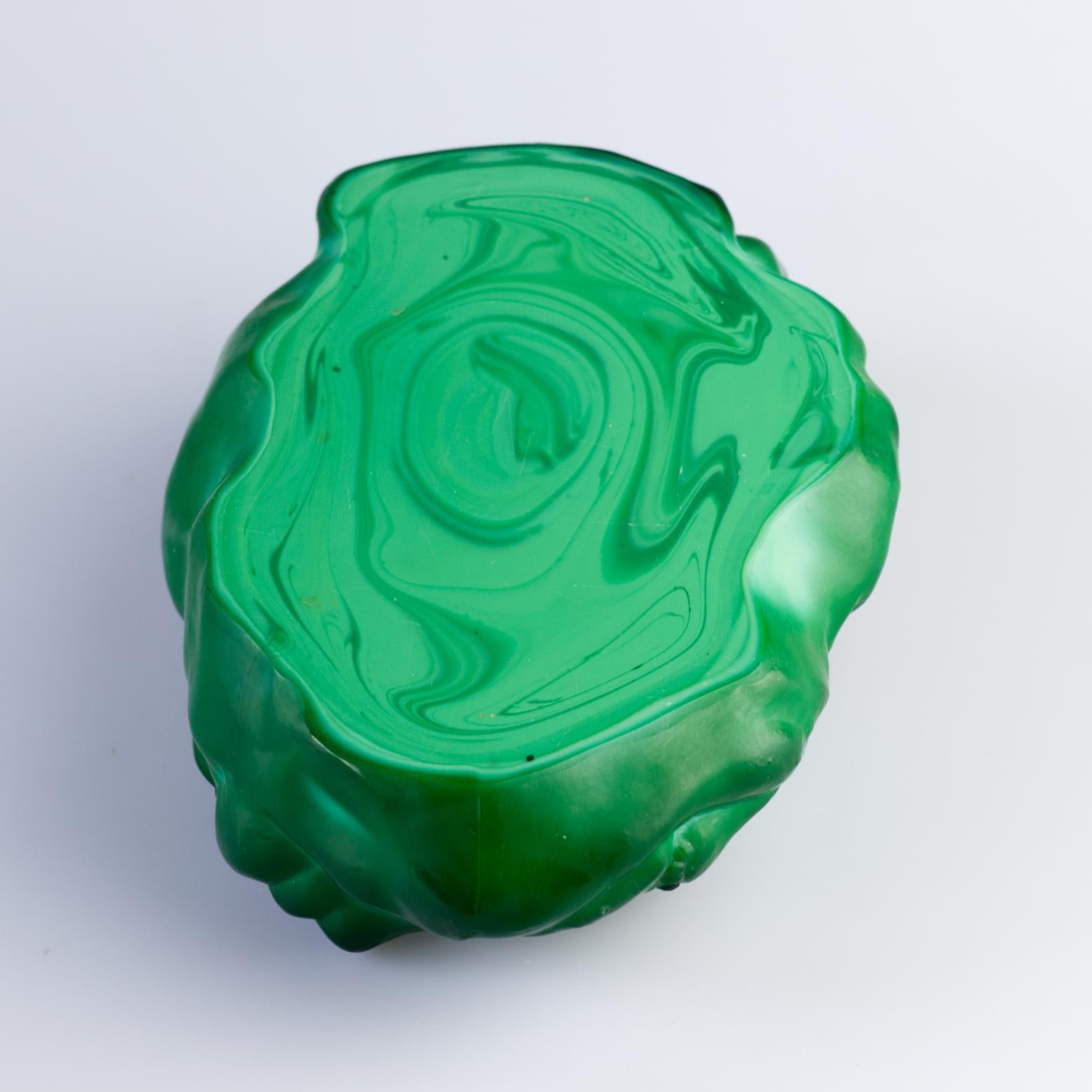 Malachite Green Glass Art Deco Ashtray / bowl by Frantisek Halama, 1930s 2