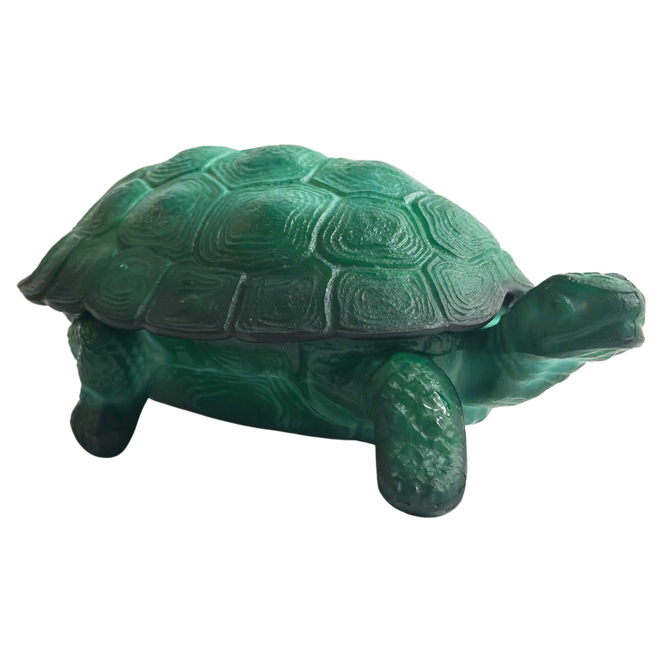 Scatola di tartarughe in vetro verde malachite di Curt Schlevogt, Cecoslovacchia, 1960