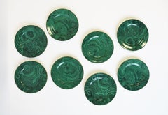 Malachite Green Porcelain Appetizer or Dessert Plates, Set of 8