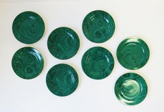 Malachite Green Porcelain Appetizer or Dessert Plates, Set of 8