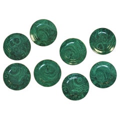 Assiettes à apéritif ou à dessert en porcelaine vert malachite:: lot de 8