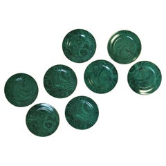 Malachite Green Porcelain Appetizer or Dessert Plates, Set of 8