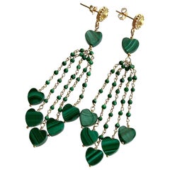 Malachite Hearts Duster Tassel Earrings, Monique Duster Earrings