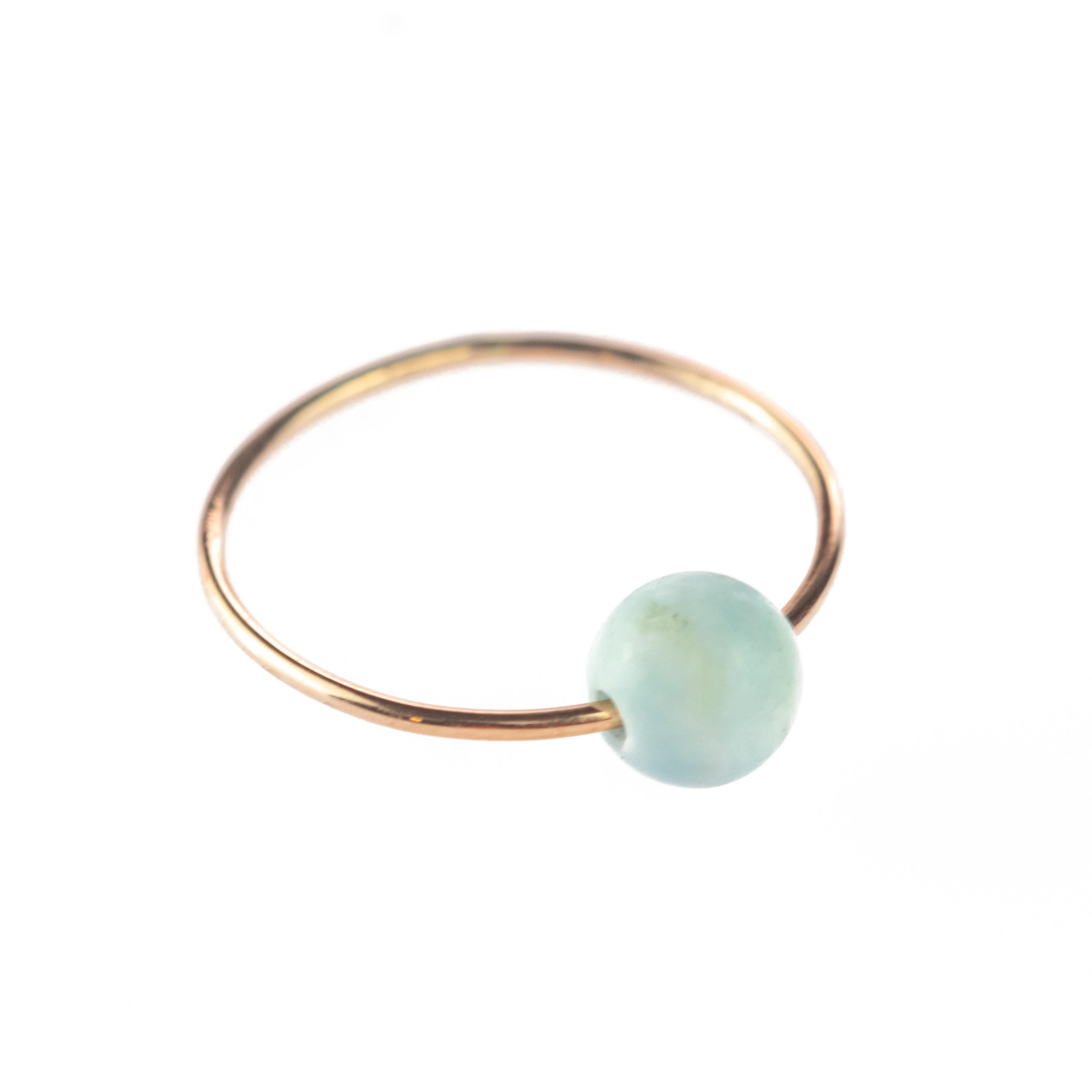 Malachite Hemimorphite Mother of Pearl Round Band 18 Karat Gold Planet Boho Ring For Sale 4