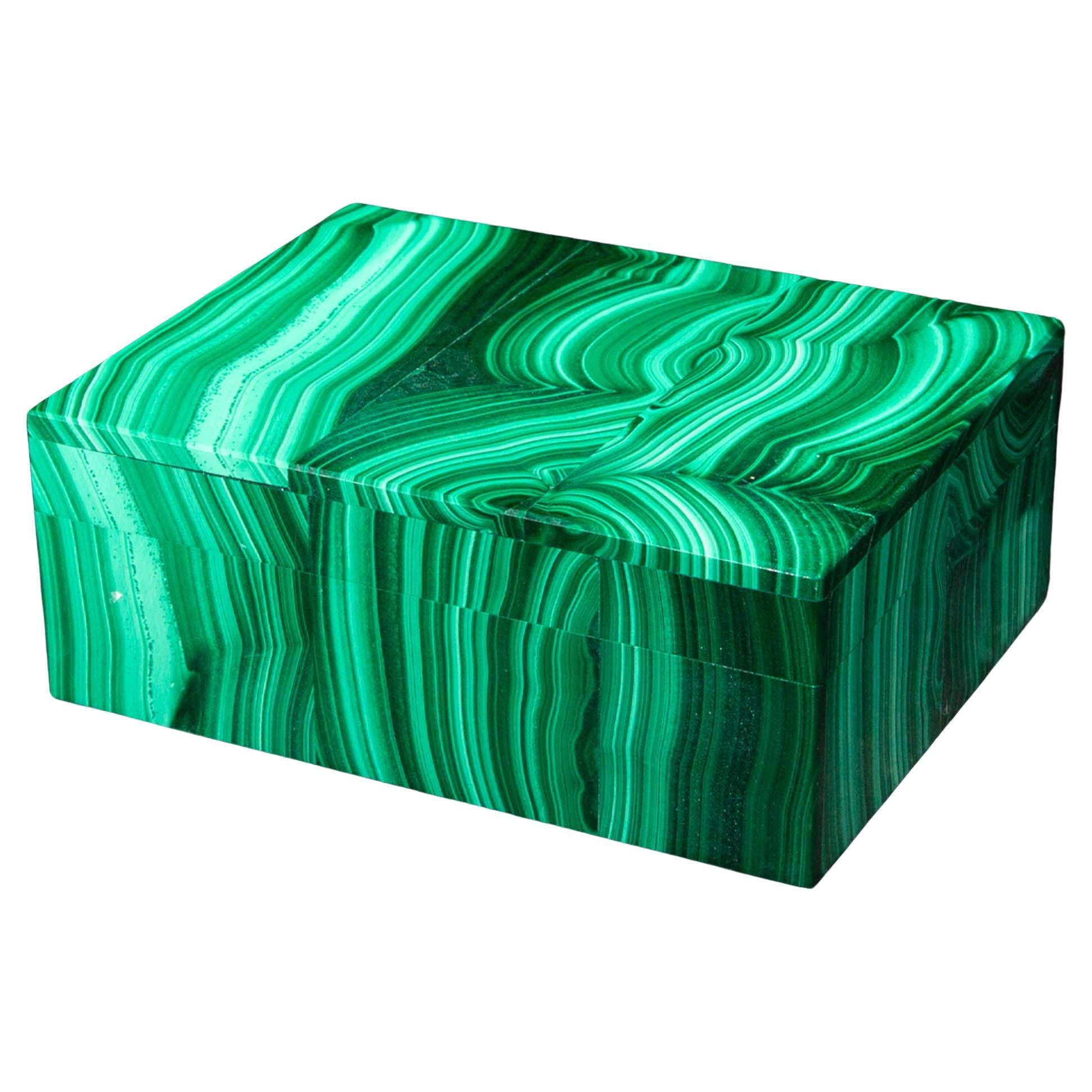 Malachite Hinged Box, 4"