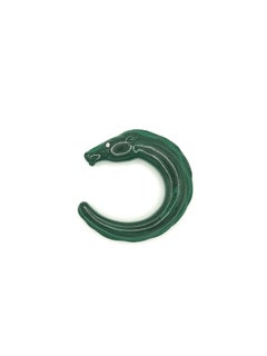 Carved Malachite Horse Head Bangle with Diamond Eye Accent