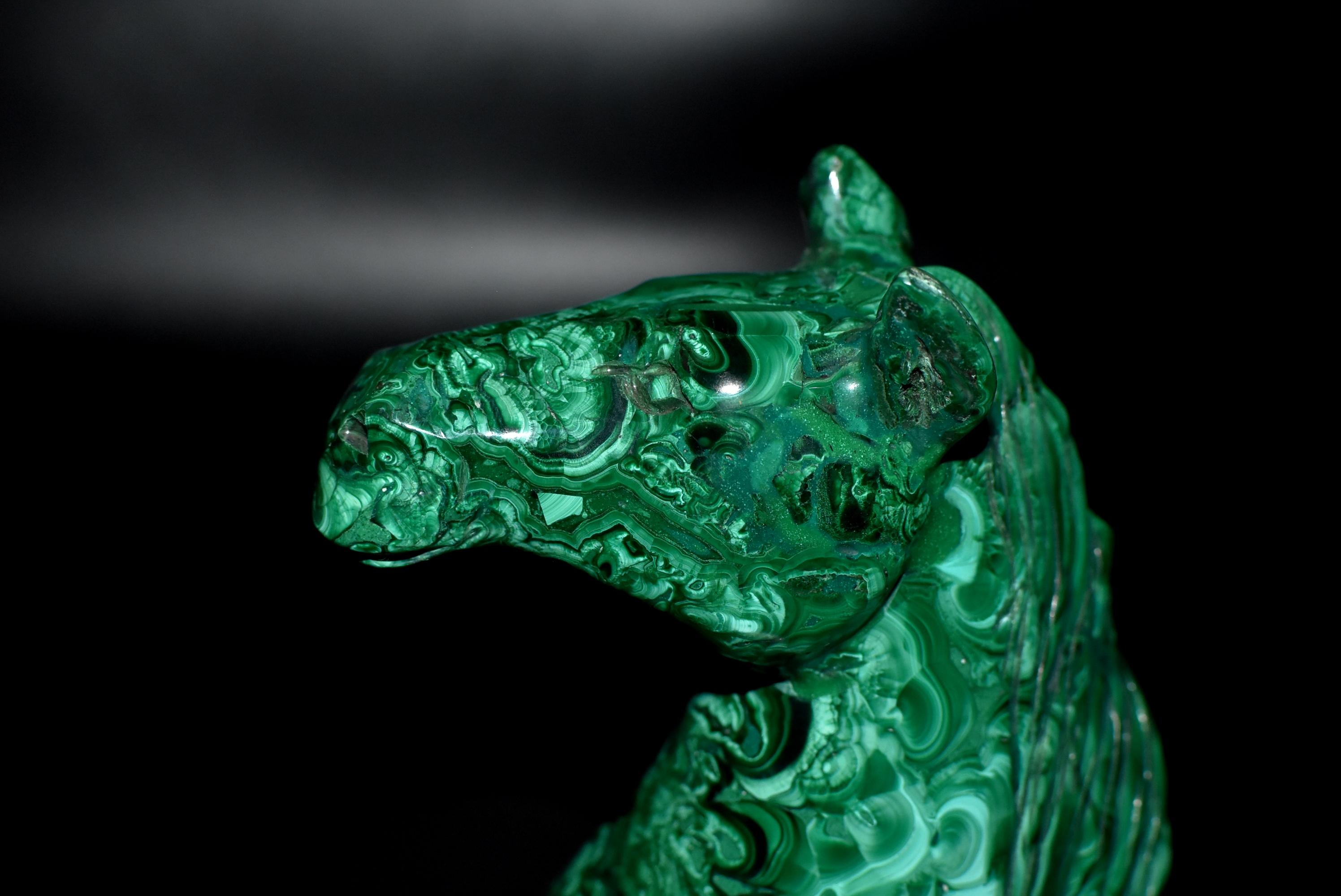 Malachite Horse Bust with Bullseye Malachite 5