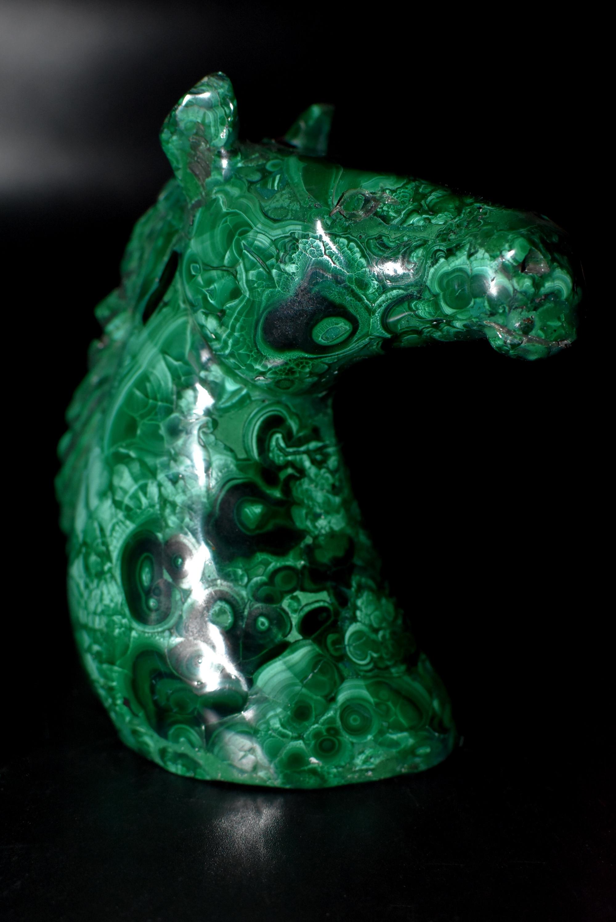 Malachite Horse Bust with Bullseye Malachite 7