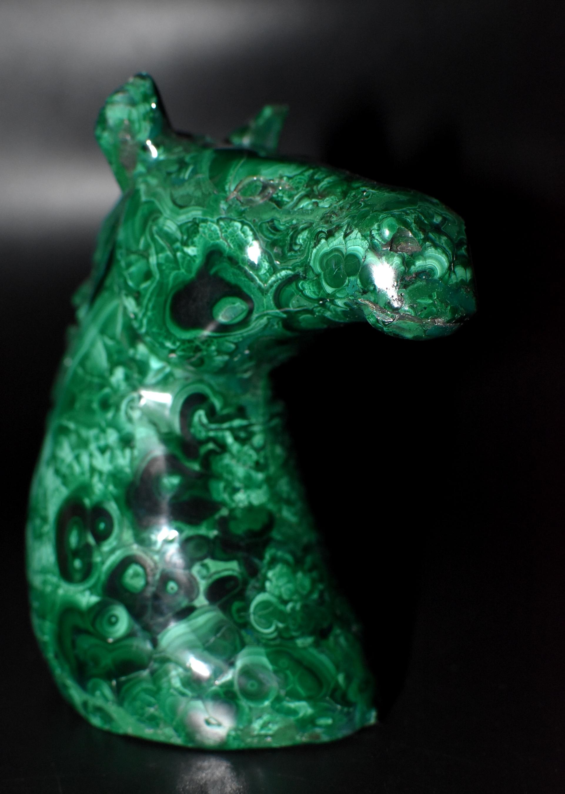 Malachite Horse Bust with Bullseye Malachite In Excellent Condition In Somis, CA