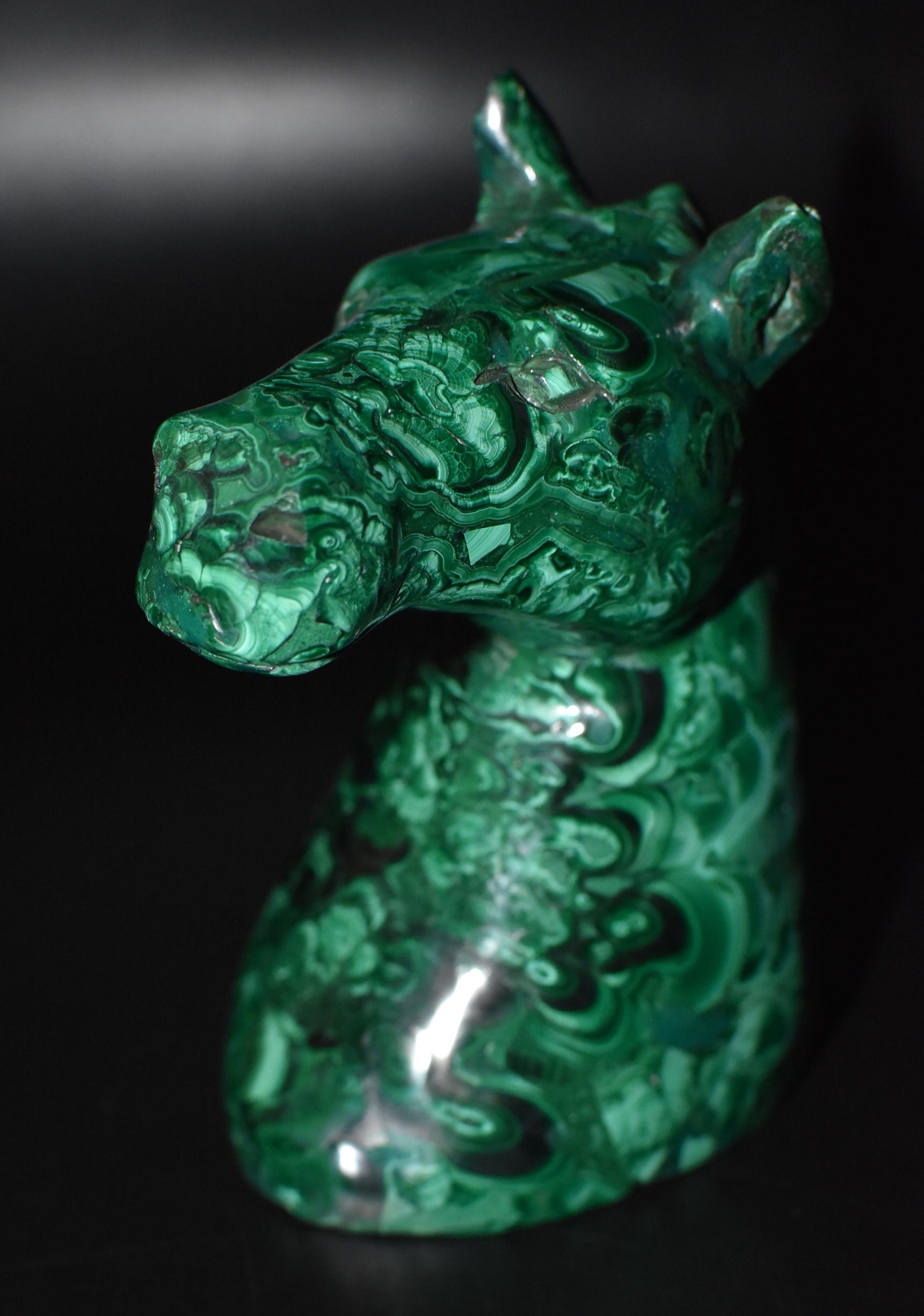 Malachite Horse Bust with Bullseye Malachite 2