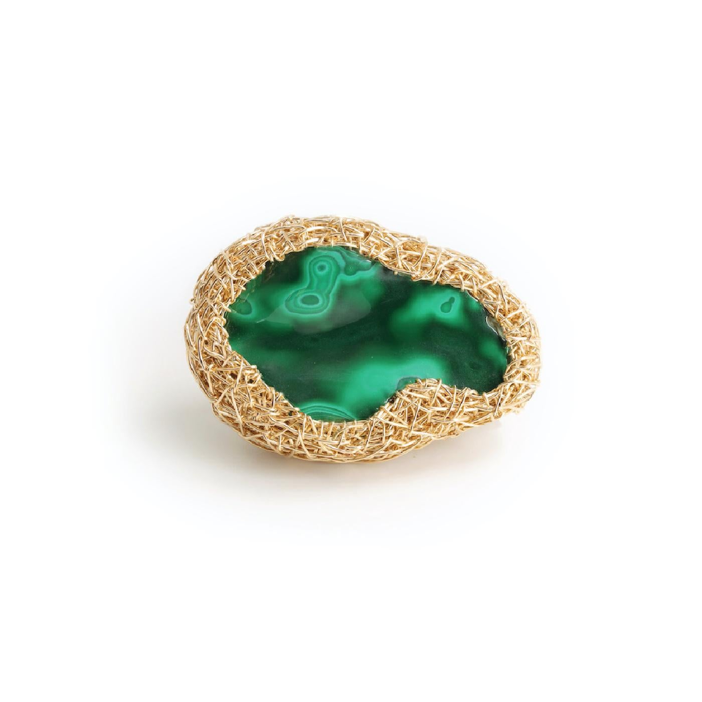 Malachite in 14 Karat Gold Filled One of a Kind Statement Ring by the Artist 4