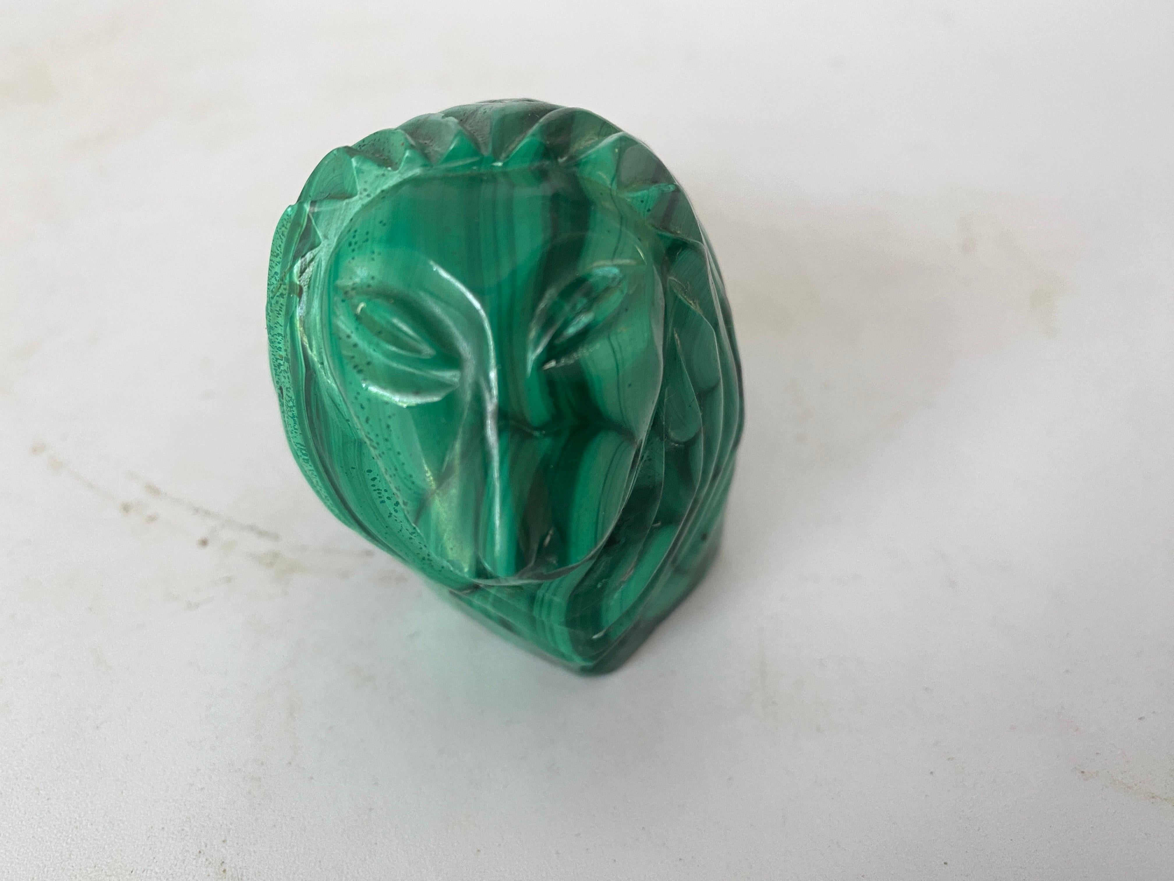 Cameroonian Malachite Lion  Sculpture in Malachite Africa 20th Century Green Color
