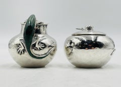 Malachite Lizard Creamer & Sugar Set by Emilia Castillo for Los Castillo, Mexico
