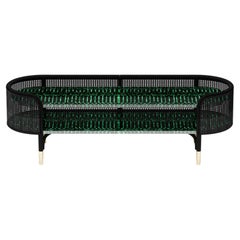 Malachite Media Console with Ash Wood and Wicker Accents