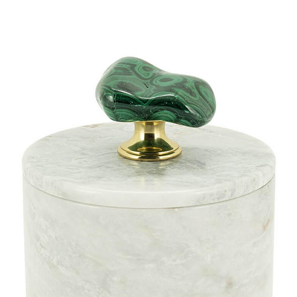 Box Malachite medium all in white marble, box with lid 
with handle in real malachite stone with gold finish base.