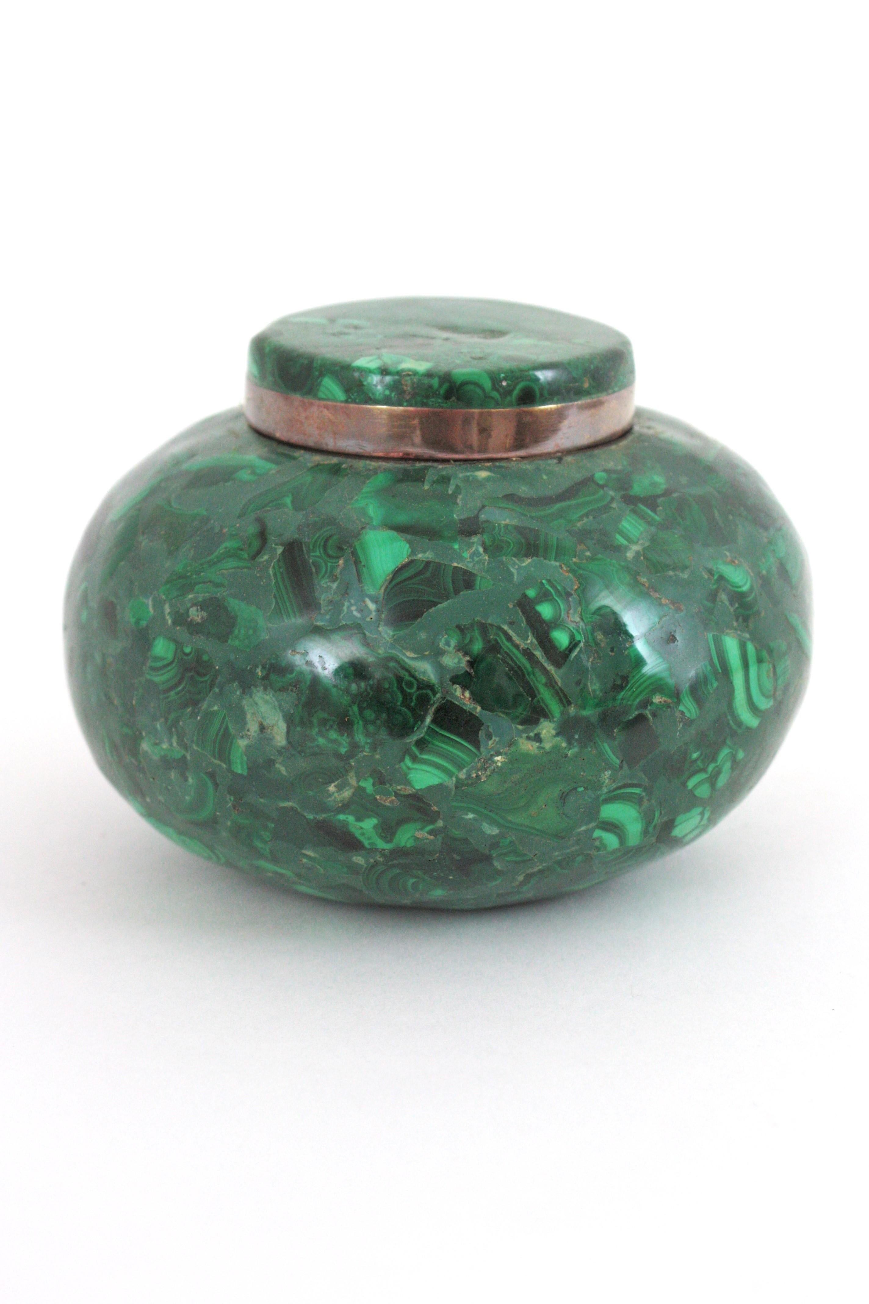 Malachit- Mineralschmuck oder Schmuckkästchen, 1950er-Jahre im Angebot 3