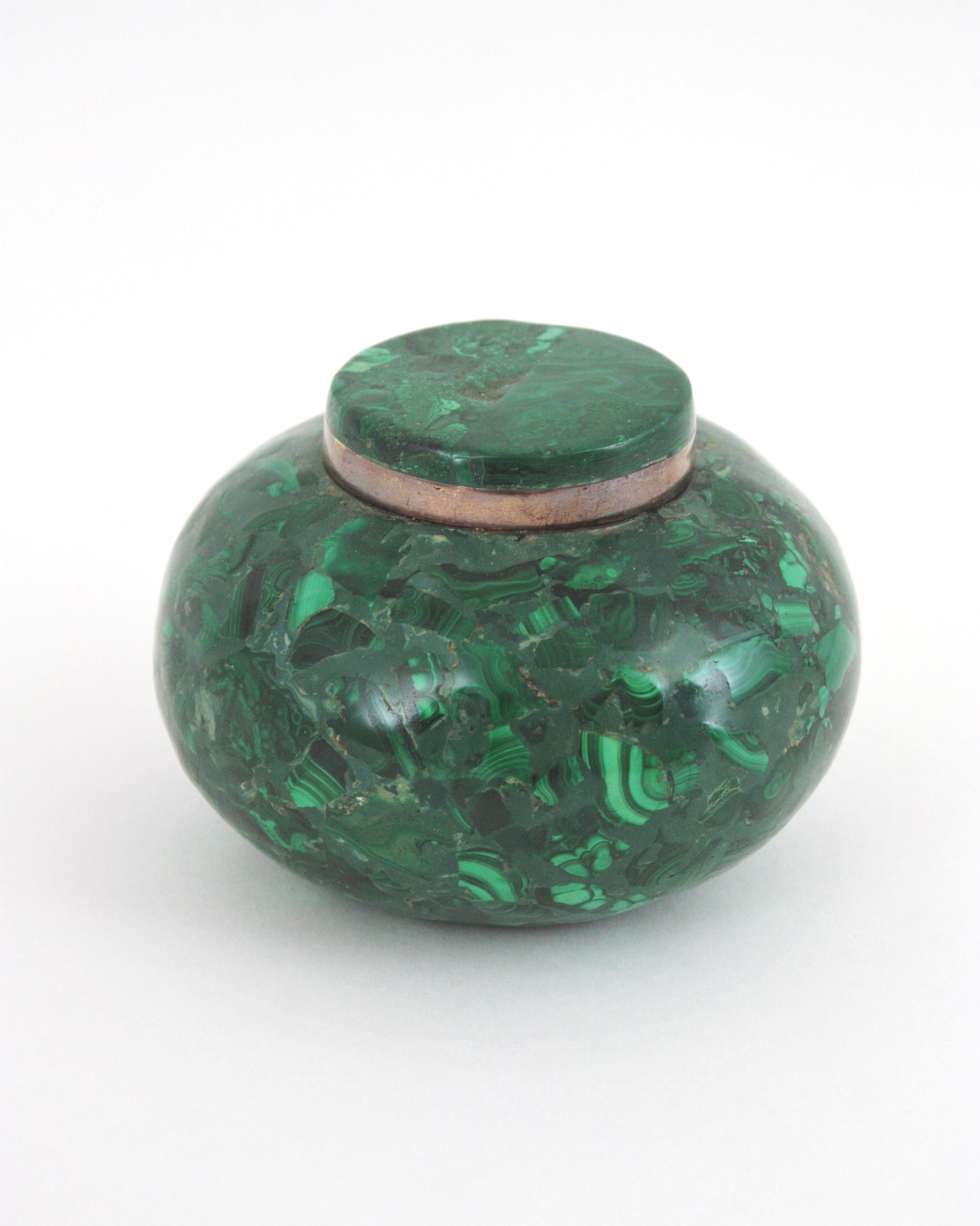 Malachit- Mineralschmuck oder Schmuckkästchen, 1950er-Jahre (Moderne der Mitte des Jahrhunderts) im Angebot