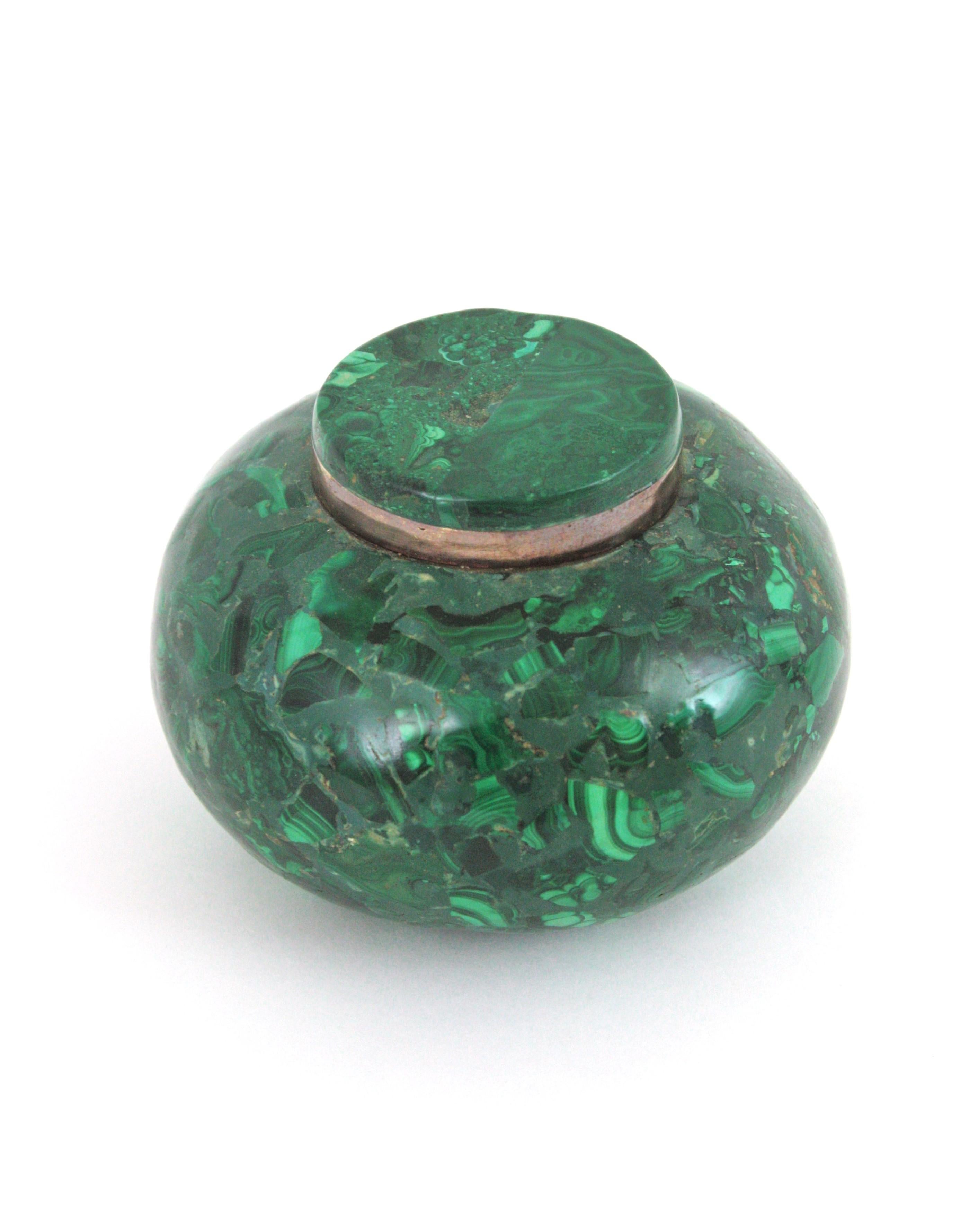 Malachit- Mineralschmuck oder Schmuckkästchen, 1950er-Jahre (Spanisch) im Angebot