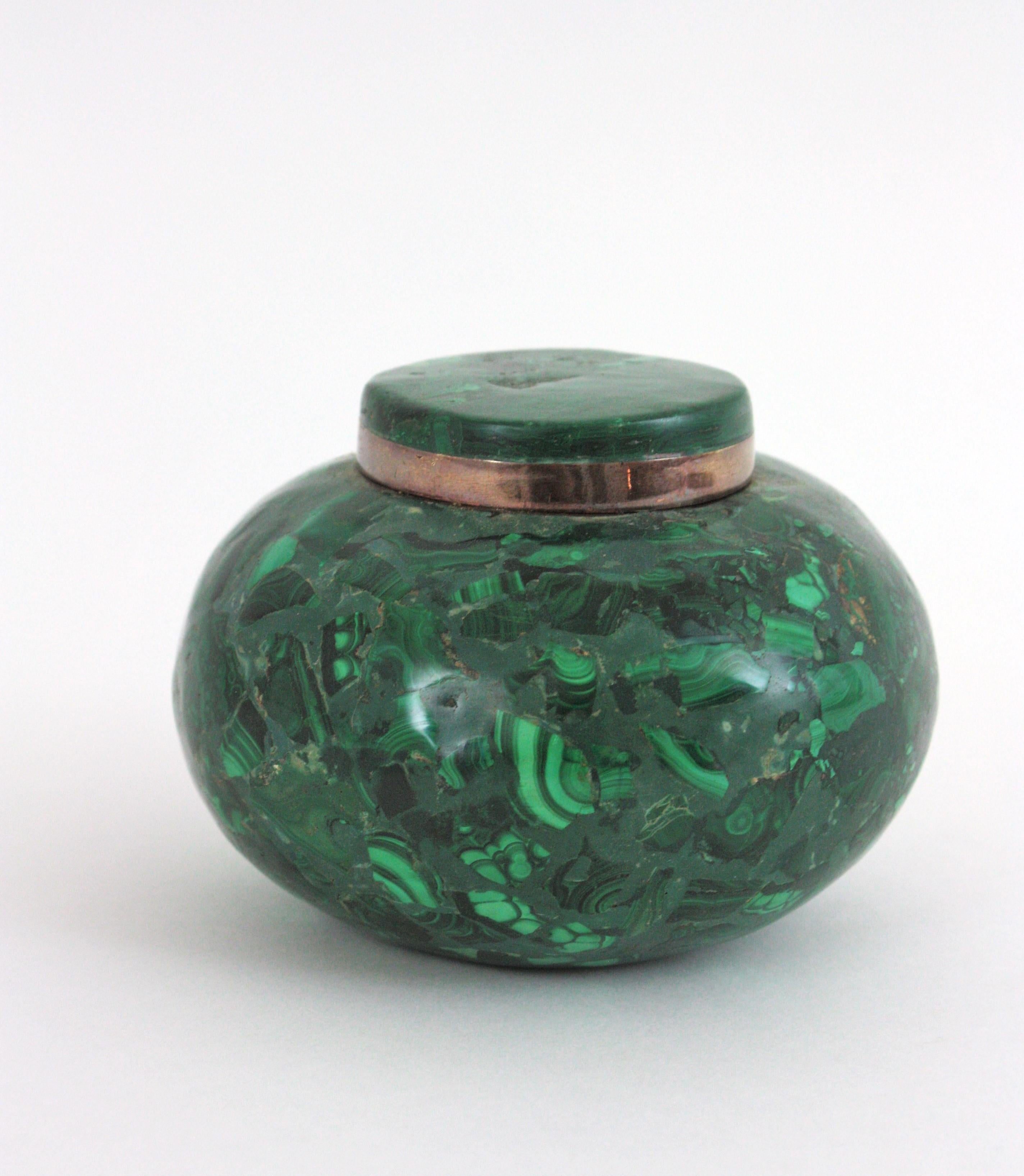 Malachit- Mineralschmuck oder Schmuckkästchen, 1950er-Jahre (20. Jahrhundert) im Angebot