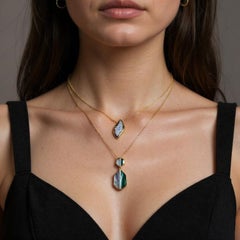 Malachite & Mother of Pearl Pave Diamond 14K Yellow Gold Pendant Necklace