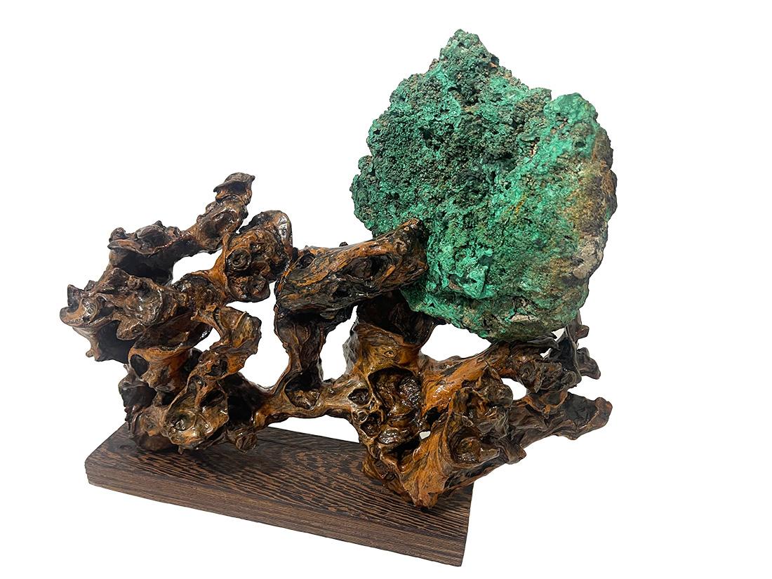 Sculpture de spécimen naturel de malachite en vente 1