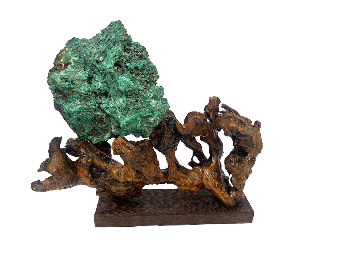 Sculpture de spécimen naturel de malachite en vente 2