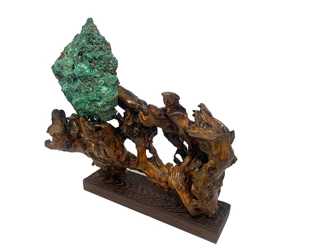 Sculpture de spécimen naturel de malachite en vente 3
