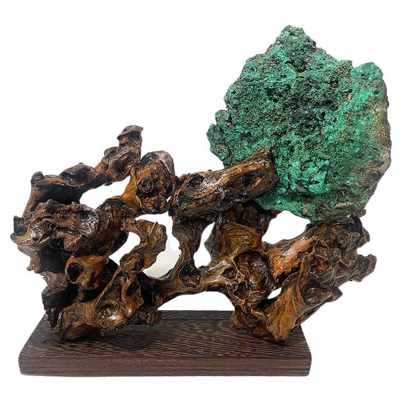 Sculpture de spécimen naturel de malachite en vente