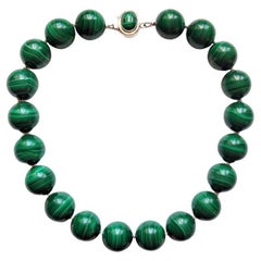 Malachite Necklace with Sterling Silver Malachite Clasp