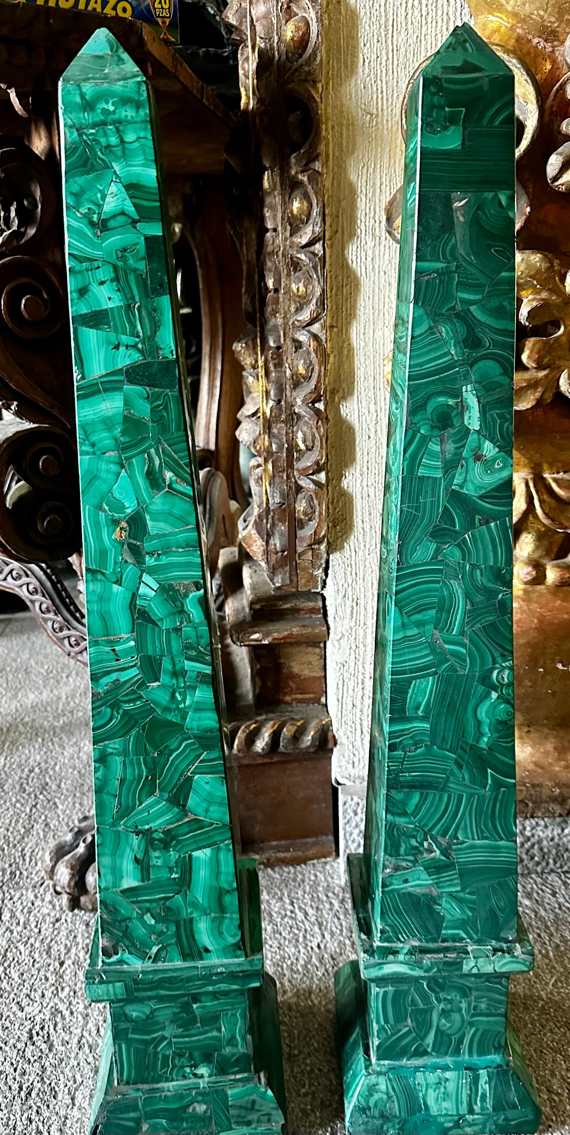 Indian Malachite Obelisk For Sale