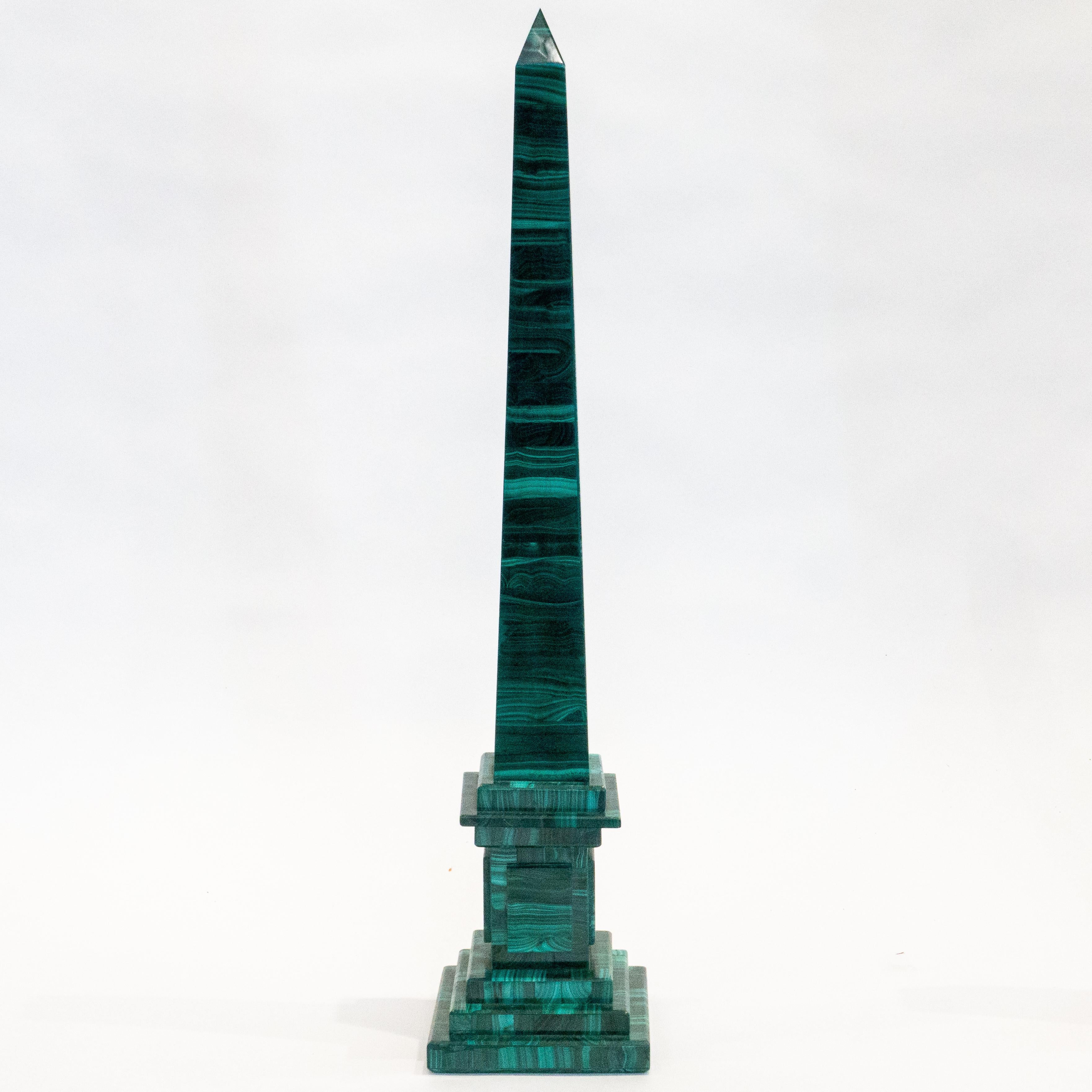 Grand Tour Malachite Obelisks, Pair