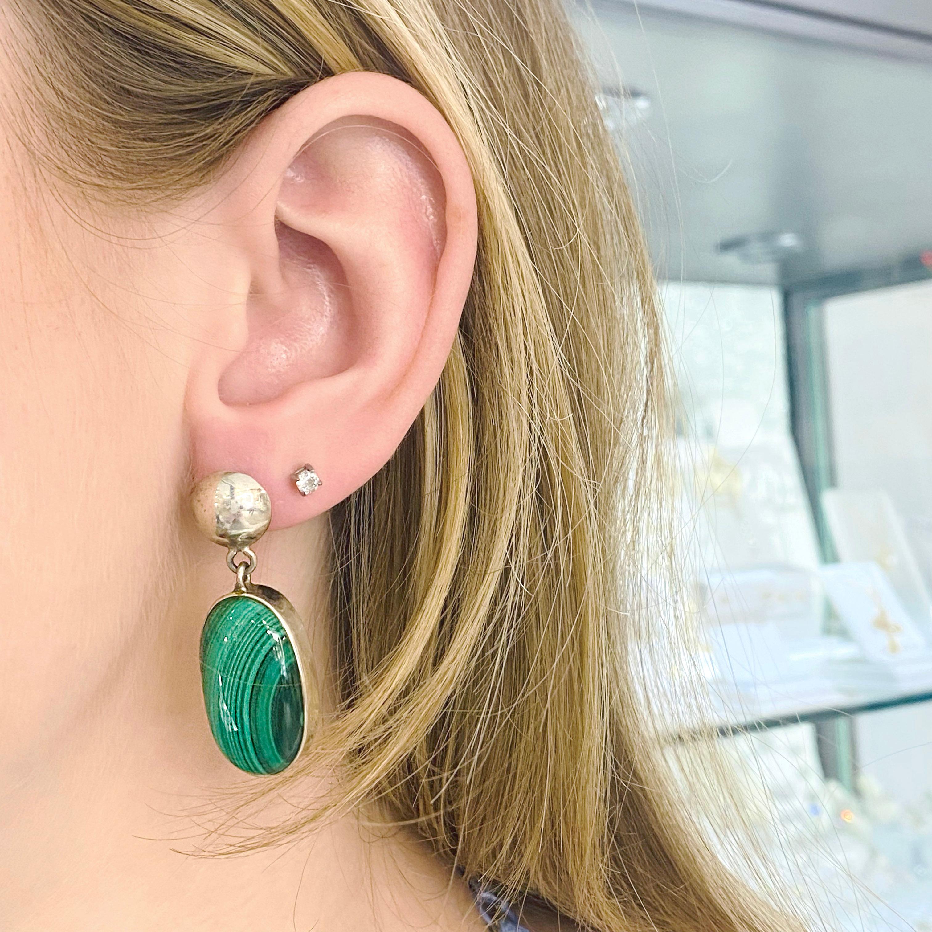 green ball drop earrings