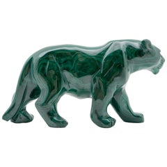Malachite Panther Carving