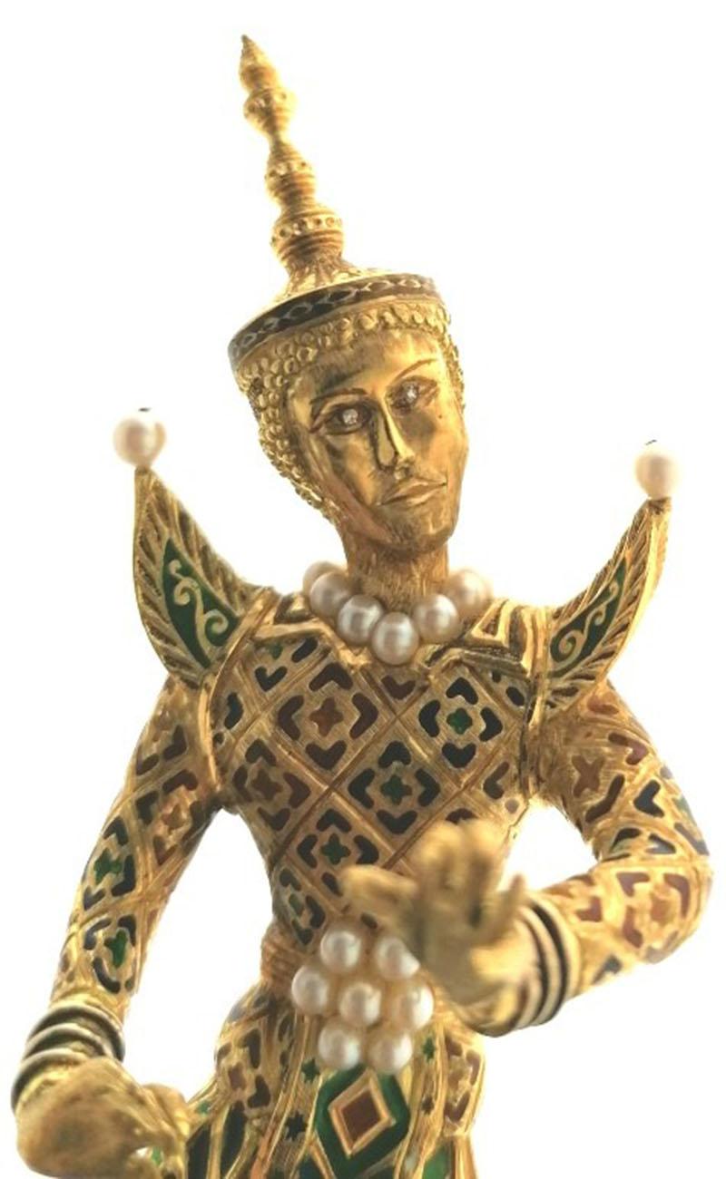 Malachite Pearl 18 Karat Yellow Gold Sculpture In Excellent Condition For Sale In SEVILLA, ES