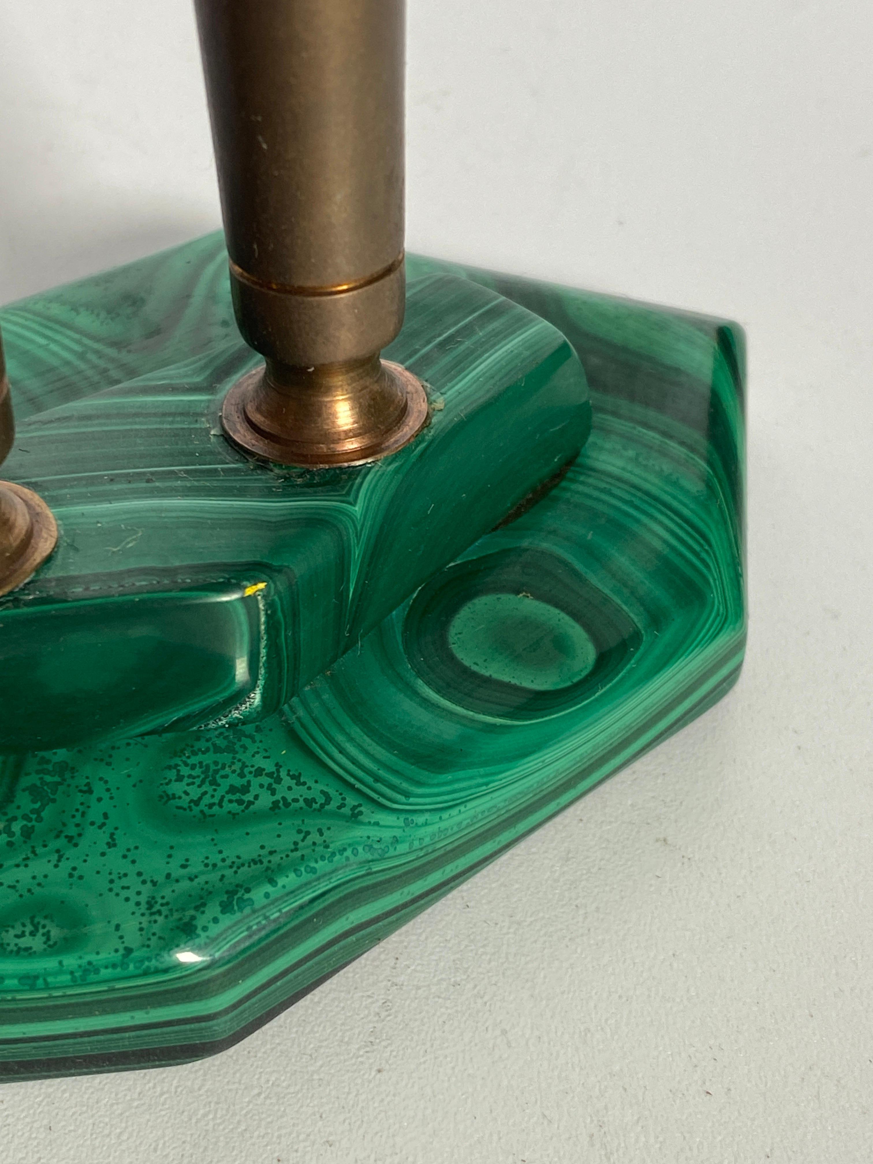 Mid-20th Century Malachite Pen Holder, Green Color, France, 1960 For Sale